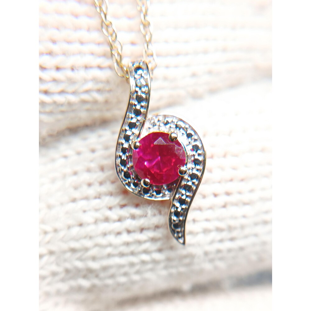 Sterling Silver Pink Topaz Silver Accents Gold Tone Pendant Necklace - Picture 13 of 16